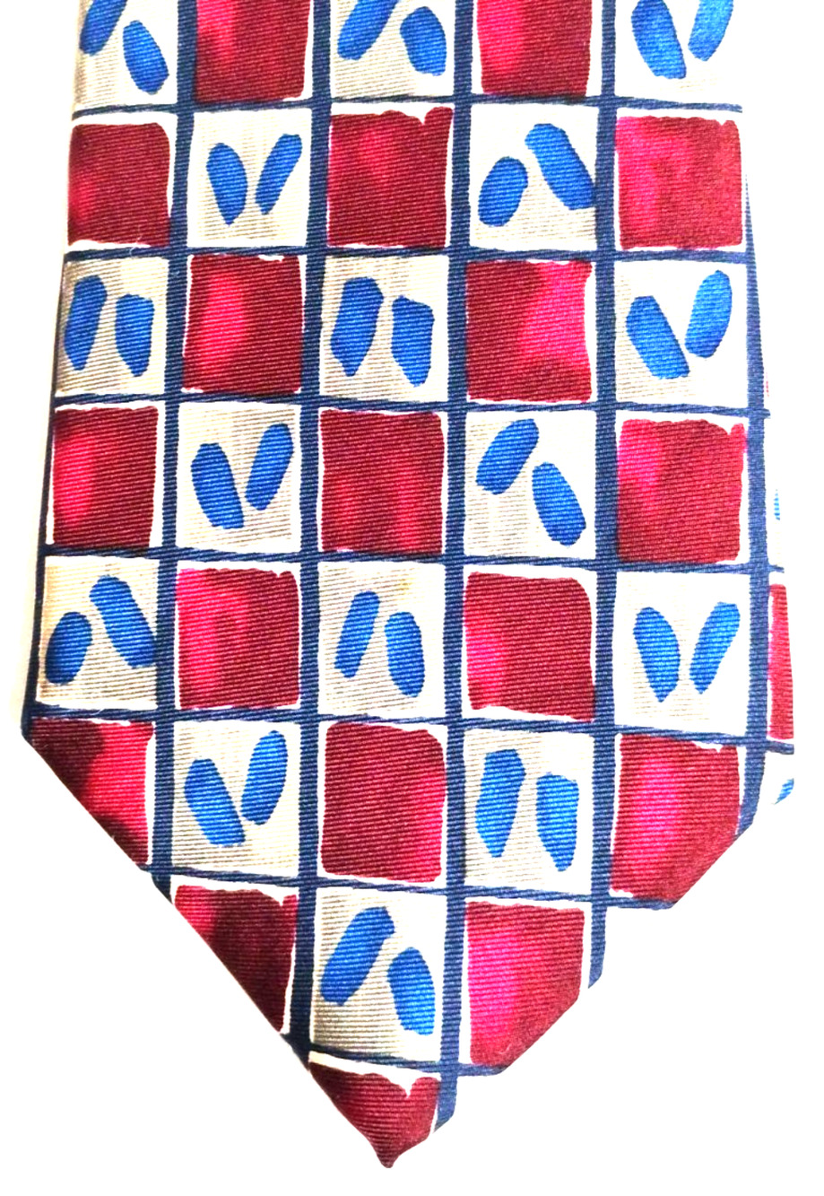 R&Y Silk Neck Tie Checkerboard Hand Sewn USA Printed in Italy 56" x 3.875"